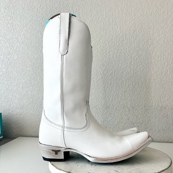 Lane EMMA JANE Womens Cowboy Boots 9.5 Matte White Western Cowgirl Mid Calf Tall - Picture 2 of 14